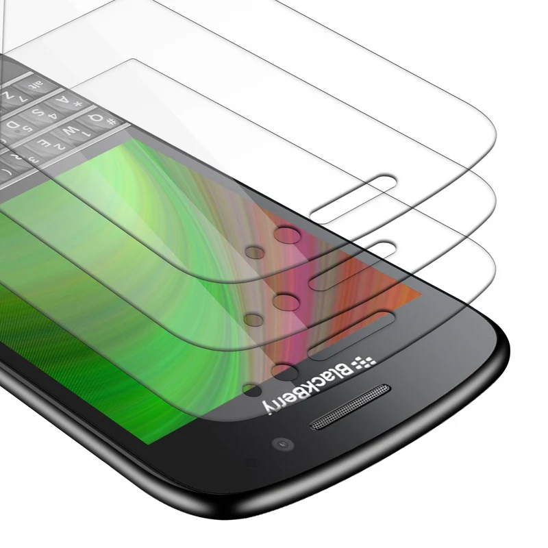Cadorabo 3x Panzer Folie kompatibel mit Blackberry Q10 - Schutzfolie 3er Pack Gehärtetes (Tempered) Display-Schutzglas in 9H Härte mit 3D Touch Kompatibilität