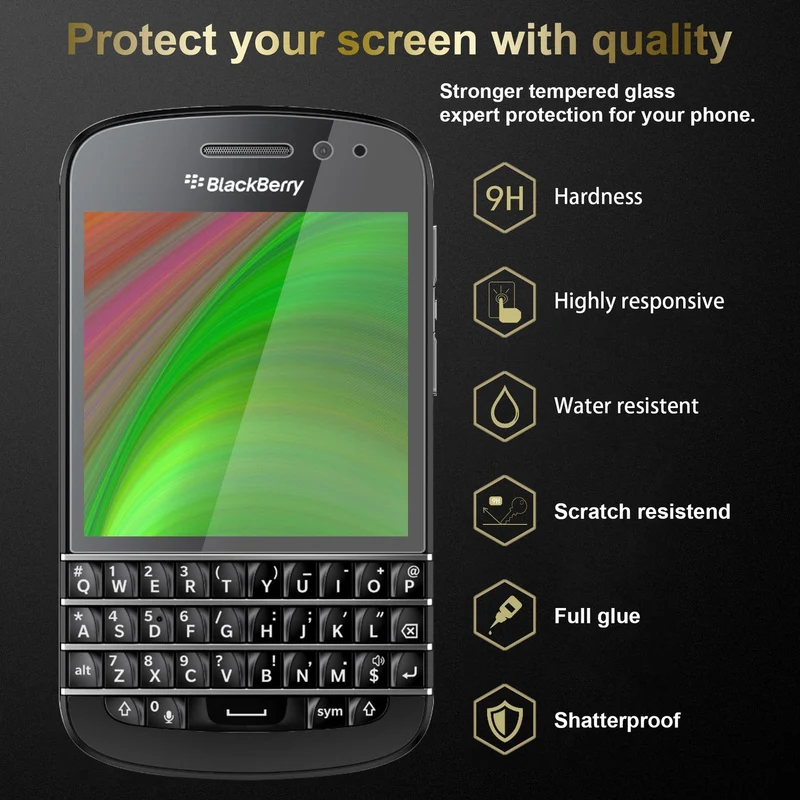 Cadorabo 3x Panzer Folie kompatibel mit Blackberry Q10 - Schutzfolie 3er Pack Gehärtetes (Tempered) Display-Schutzglas in 9H Härte mit 3D Touch Kompatibilität