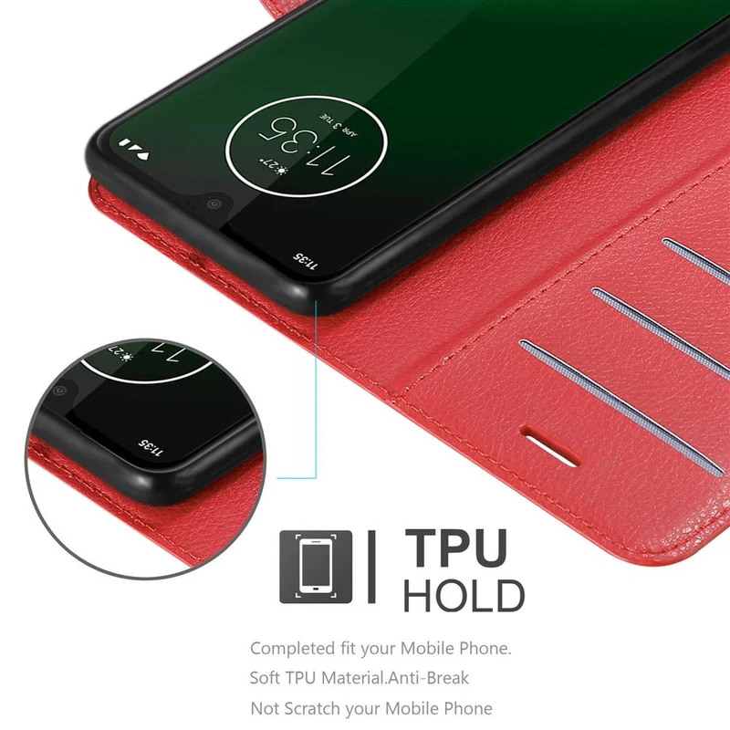 Cadorabo Hülle kompatibel mit Motorola MOTO G7 / G7 PLUS Schutzhülle mit Magnetverschluss, Standfunktion und Kartenfach