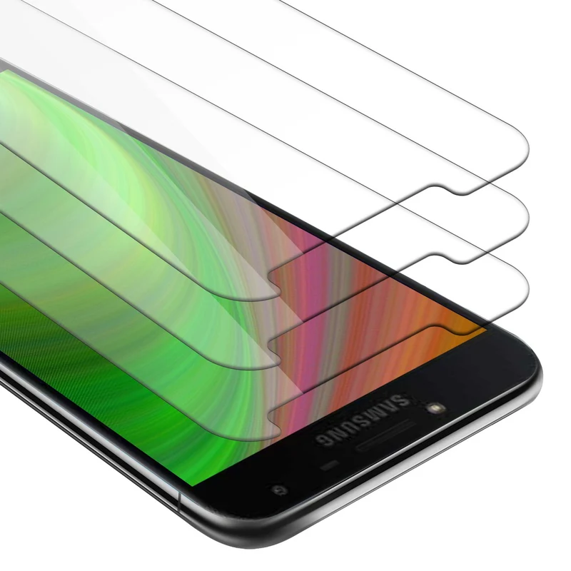 Cadorabo 3x Panzer Folie kompatibel mit Samsung Galaxy J3 2018 - Schutzfolie 3er Pack Gehärtetes (Tempered) Display-Schutzglas in 9H Härte mit 3D Touch Kompatibilität