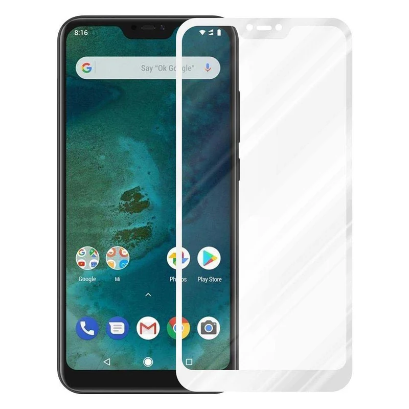 Cadorabo Vollbild Panzer Folie kompatibel mit Xiaomi Mi A2 LITE / RedMi 6 PRO - Schutzfolie Gehärtetes (Tempered) Display-Schutzglas in 9H Härte mit 3D Touch
