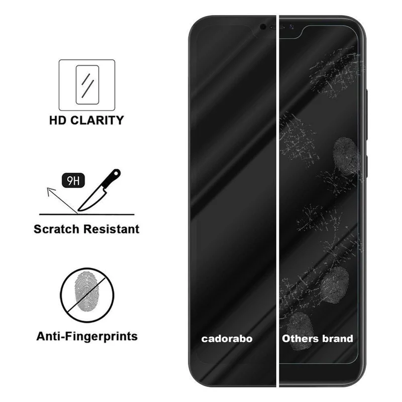 Cadorabo Vollbild Panzer Folie kompatibel mit Xiaomi Mi A2 LITE / RedMi 6 PRO - Schutzfolie Gehärtetes (Tempered) Display-Schutzglas in 9H Härte mit 3D Touch