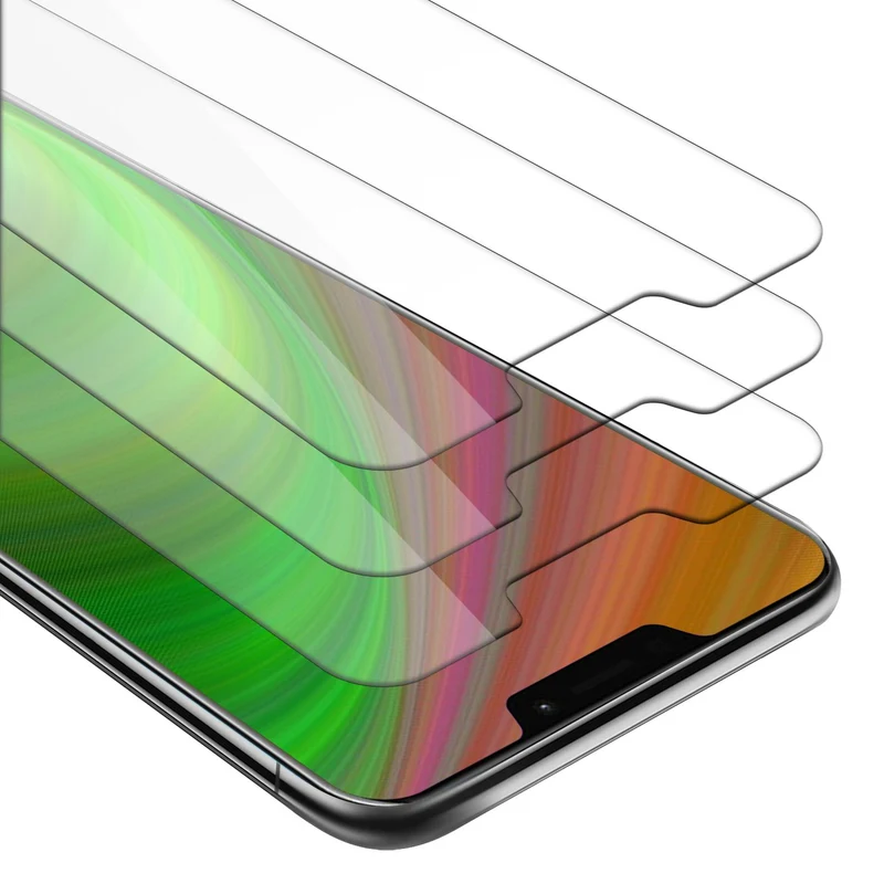 Cadorabo 3x Panzer Folie kompatibel mit Asus ZenFone 5Z - Schutzfolie 3er Pack Gehärtetes (Tempered) Display-Schutzglas in 9H Härte mit 3D Touch Kompatibilität