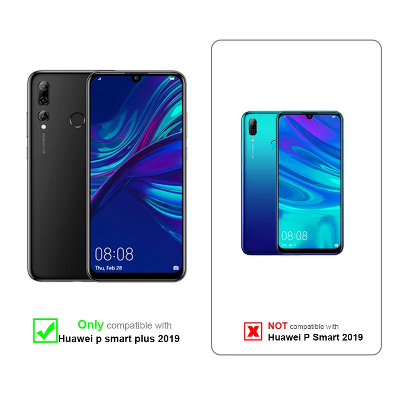 Cadorabo 3x Panzer Folie kompatibel mit Huawei P SMART PLUS 2019 - Schutzfolie 3er Pack Gehärtetes (Tempered) Display-Schutzglas in 9H Härte mit 3D Touch Kompatibilität