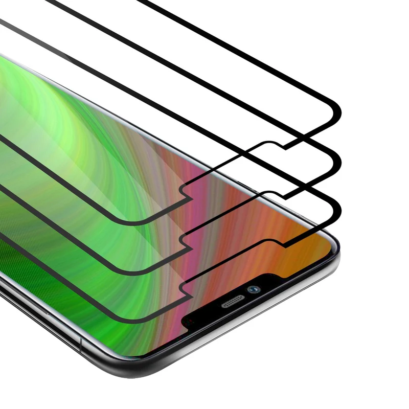 Cadorabo 3x Vollbild Panzer Folie kompatibel mit Huawei MATE 20 PRO - Schutzfolie 3er Pack Gehärtetes (Tempered) Display-Schutzglas in 9H Härte mit 3D Touch