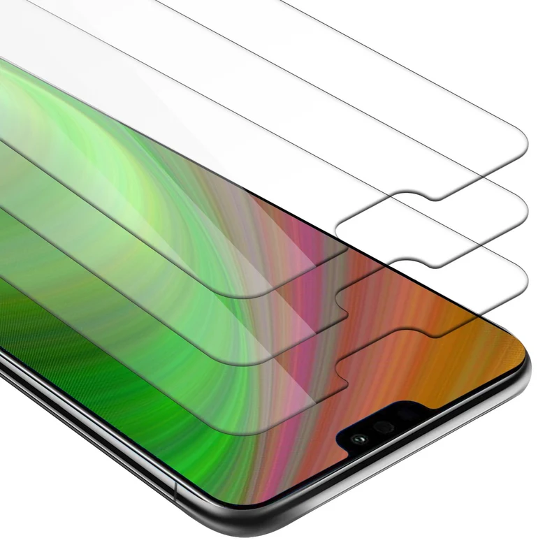 Cadorabo 3x Panzer Folie kompatibel mit Honor 8C - Schutzfolie 3er Pack Gehärtetes (Tempered) Display-Schutzglas in 9H Härte mit 3D Touch Kompatibilität