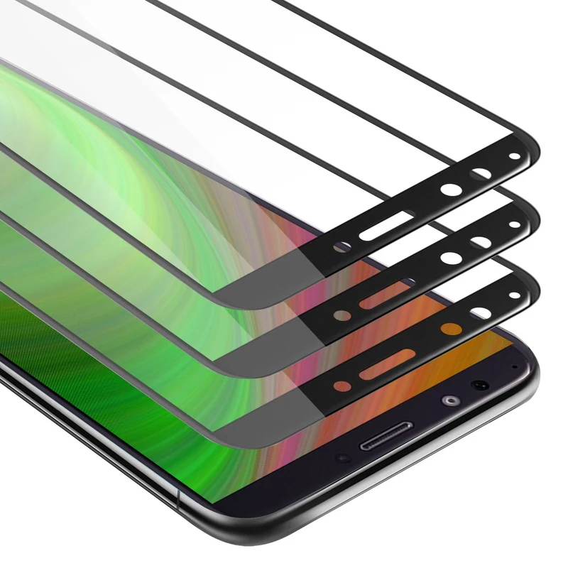 Cadorabo 3x Vollbild Panzer Folie kompatibel mit Huawei Y6 PRIME - Schutzfolie 3er Pack Gehärtetes (Tempered) Display-Schutzglas in 9H Härte mit 3D Touch