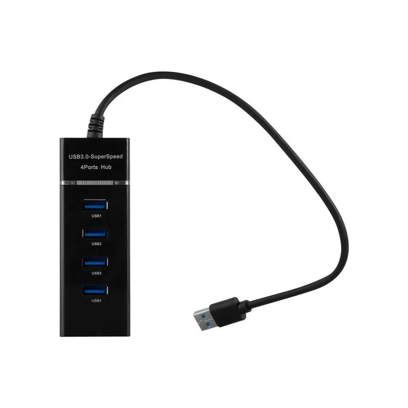 Cadorabo 4-Port USB 3.0 Multischnittstelle Plug & Play mit USB 3.0 Anschluss, 4 USB 3.0 Buchsen und USB-C Ladeanschluss für Laptops in SCHWARZ