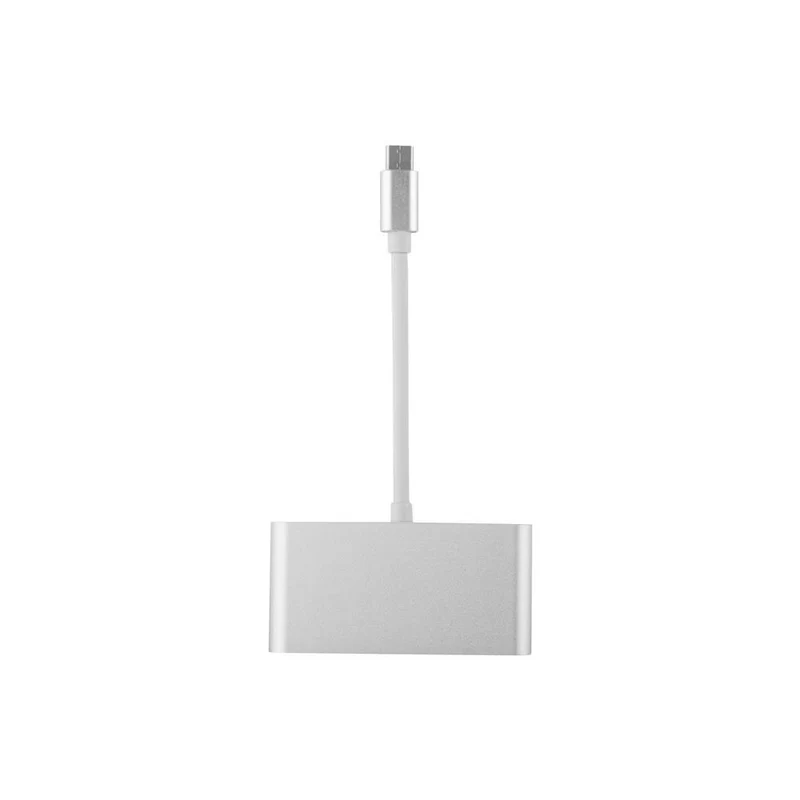 Cadorabo 3-Port USB Multischnittstelle Plug & Play mit USB-C Anschluss, USB-C Ladebuchse, 2 USB 2.0 und USB 3.0 Ports für Laptops, Tablets und modernen Geräte mit USB-C Ladeanschluss in SILBER