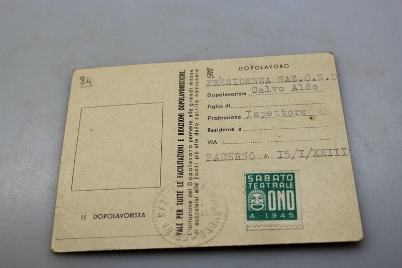 OND 1945 - RSI-Mitgliedskarte