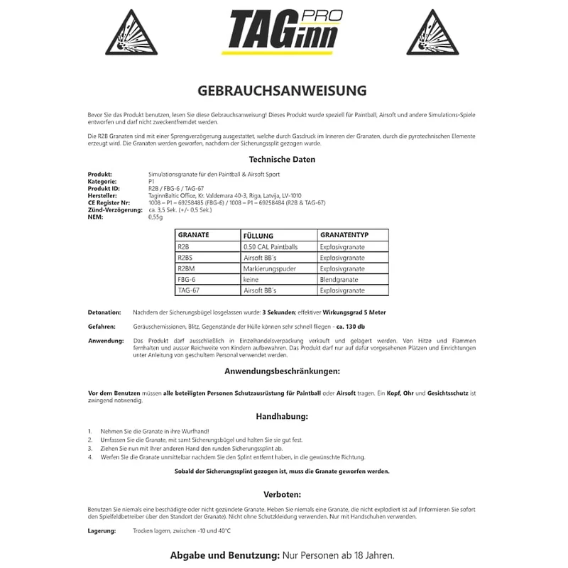 Taginn AFG-6 Airsoft Granate mit Kipphebel
