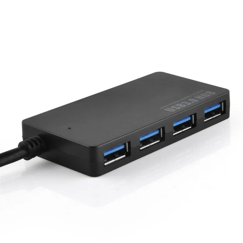 Cadorabo 4-Port USB 3.0 Multischnittstelle USB Hub Plug & Play mit USB-C Stecker Typ-C Buchse und Power Supply passend für Laptops, Tablets und modernen Geräte mit USB-C Ladeanschluss in SCHWARZ