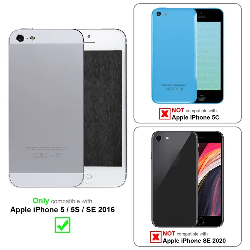 Cadorabo 3x Panzer Folie kompatibel mit Apple iPhone 5 / 5S / SE 2016 - Schutzfolie 3er Pack Gehärtetes (Tempered) Display-Schutzglas in 9H Härte mit 3D Touch Kompatibilität
