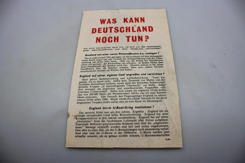 „Was kann Deutschland noch tun?“ Propagandaflugblatt der Alliierten aus dem 2. Weltkrieg