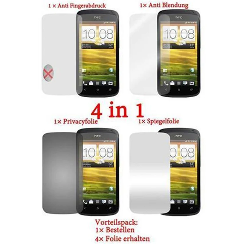 Cadorabo Displayschutzfolien kompatibel mit HTC ONE S - Schutzfolien 4 Folien (1x Privacy - 1x Spiegel - 1x Matt - 1x Anti-Fingerabdruck)