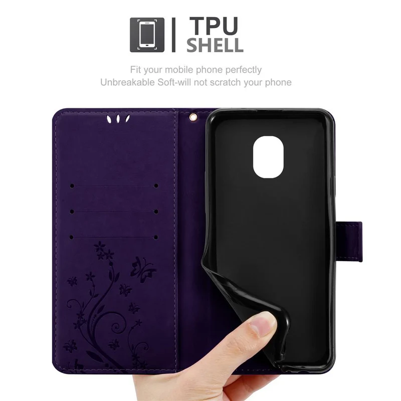 Cadorabo Hülle kompatibel mit Samsung Galaxy J3 2018 Schutzhülle im Blumen Design mit Magnetverschluss, Standfunktion und Kartenfächern