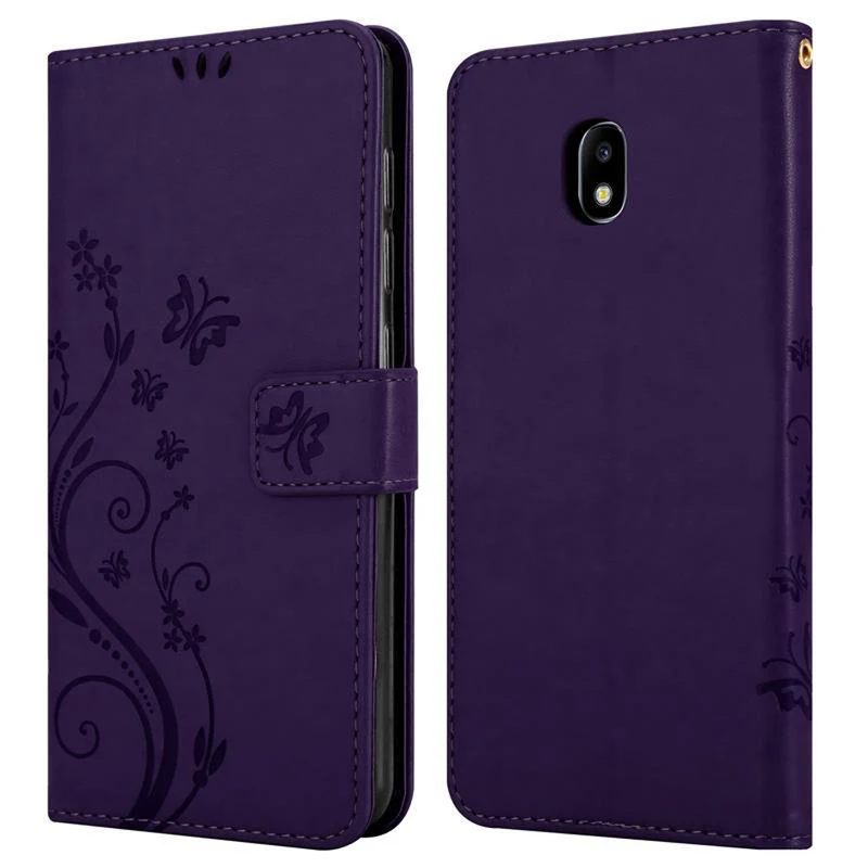 Cadorabo Hülle kompatibel mit Samsung Galaxy J3 2017 Schutzhülle im Blumen Design mit Magnetverschluss, Standfunktion und Kartenfächern