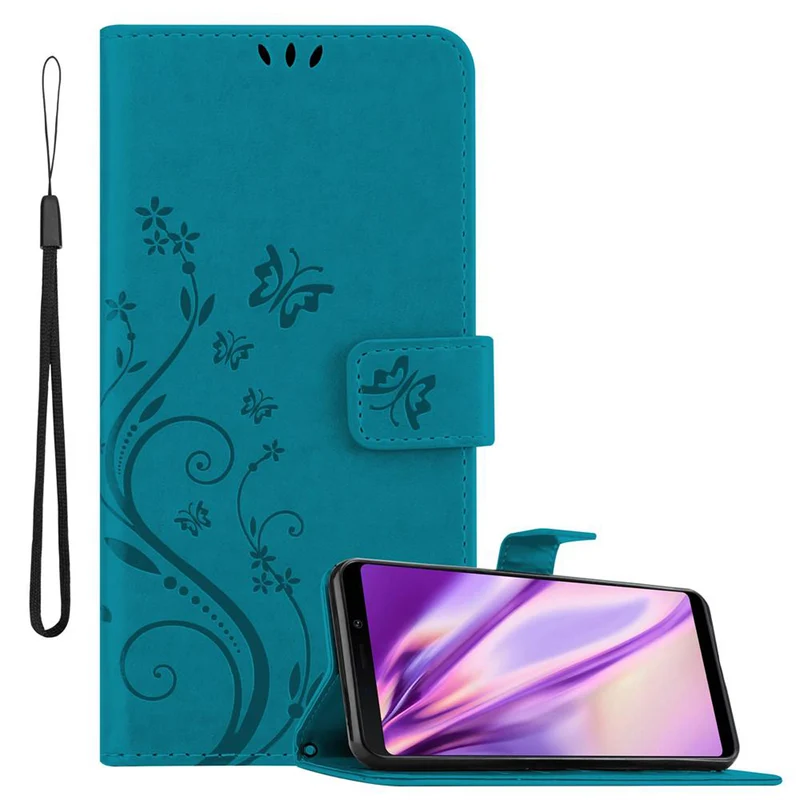 Cadorabo Hülle kompatibel mit Samsung Galaxy A9 2018 Schutzhülle im Blumen Design mit Magnetverschluss, Standfunktion und Kartenfächern