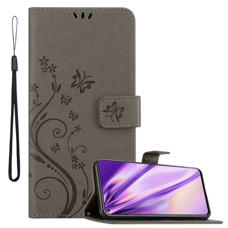 Cadorabo Hülle kompatibel mit Samsung Galaxy A8s Schutzhülle im Blumen Design mit Magnetverschluss, Standfunktion und Kartenfächern