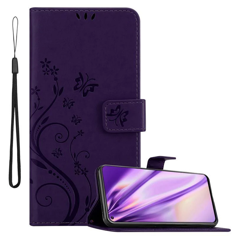 Cadorabo Hülle kompatibel mit Samsung Galaxy A8s Schutzhülle im Blumen Design mit Magnetverschluss, Standfunktion und Kartenfächern