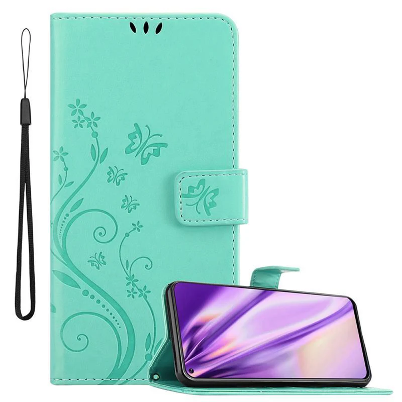 Cadorabo Hülle kompatibel mit Samsung Galaxy A8s Schutzhülle im Blumen Design mit Magnetverschluss, Standfunktion und Kartenfächern