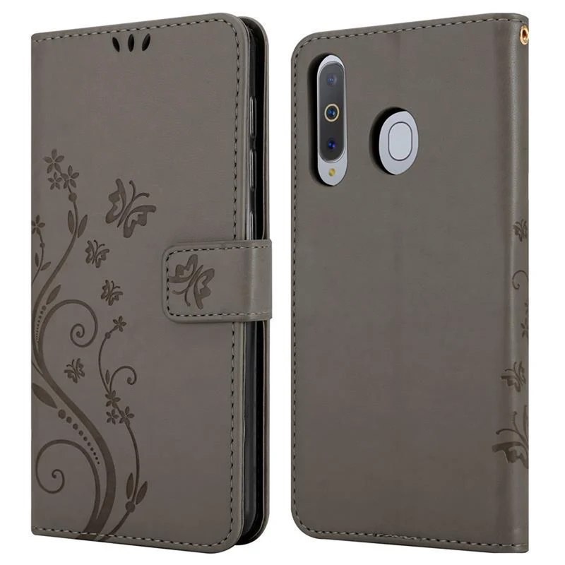 Cadorabo Hülle kompatibel mit Samsung Galaxy A8s Schutzhülle im Blumen Design mit Magnetverschluss, Standfunktion und Kartenfächern