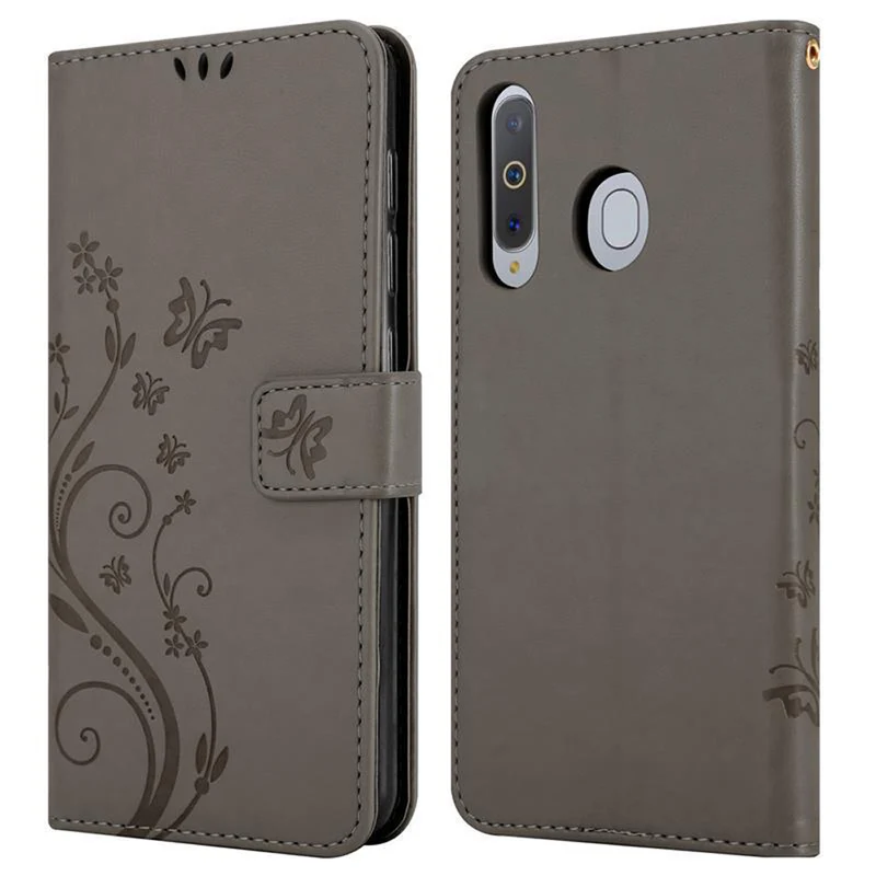 Cadorabo Hülle kompatibel mit Samsung Galaxy A8s Schutzhülle im Blumen Design mit Magnetverschluss, Standfunktion und Kartenfächern