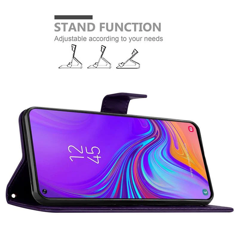 Cadorabo Hülle kompatibel mit Samsung Galaxy A8s Schutzhülle im Blumen Design mit Magnetverschluss, Standfunktion und Kartenfächern