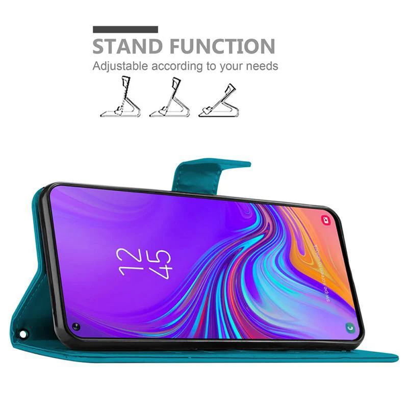Cadorabo Hülle kompatibel mit Samsung Galaxy A8s Schutzhülle im Blumen Design mit Magnetverschluss, Standfunktion und Kartenfächern