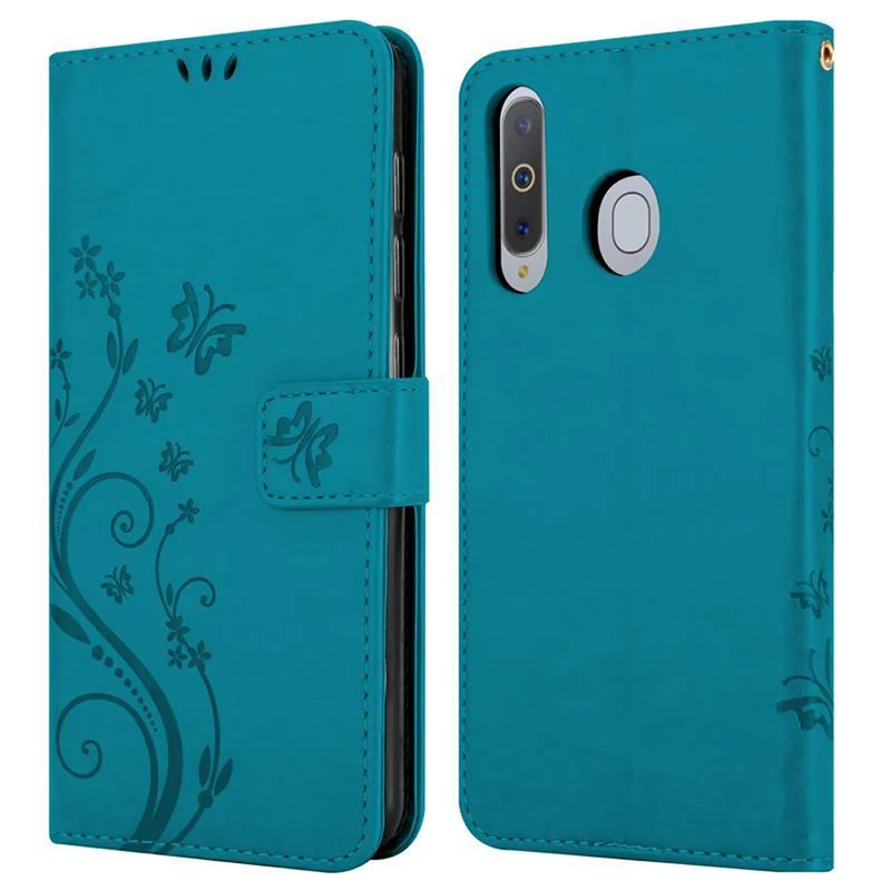 Cadorabo Hülle kompatibel mit Samsung Galaxy A8s Schutzhülle im Blumen Design mit Magnetverschluss, Standfunktion und Kartenfächern