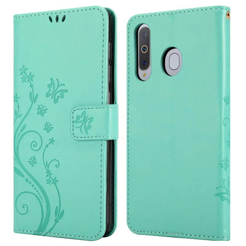 Cadorabo Hülle kompatibel mit Samsung Galaxy A8s Schutzhülle im Blumen Design mit Magnetverschluss, Standfunktion und Kartenfächern