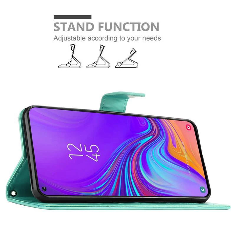 Cadorabo Hülle kompatibel mit Samsung Galaxy A8s Schutzhülle im Blumen Design mit Magnetverschluss, Standfunktion und Kartenfächern