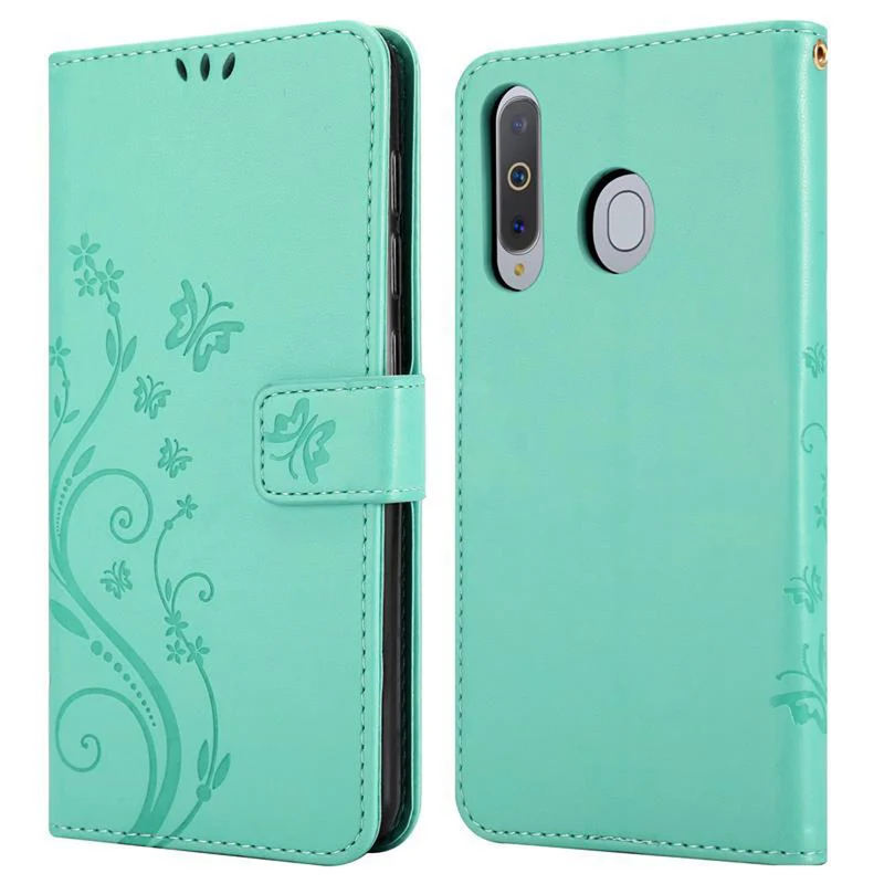 Cadorabo Hülle kompatibel mit Samsung Galaxy A8s Schutzhülle im Blumen Design mit Magnetverschluss, Standfunktion und Kartenfächern