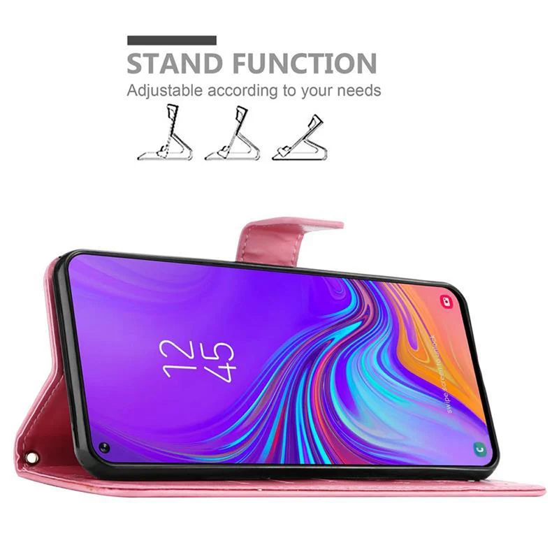 Cadorabo Hülle kompatibel mit Samsung Galaxy A8s Schutzhülle im Blumen Design mit Magnetverschluss, Standfunktion und Kartenfächern