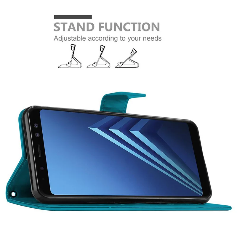 Cadorabo Hülle kompatibel mit Samsung Galaxy A8 2018 Schutzhülle im Blumen Design mit Magnetverschluss, Standfunktion und Kartenfächern