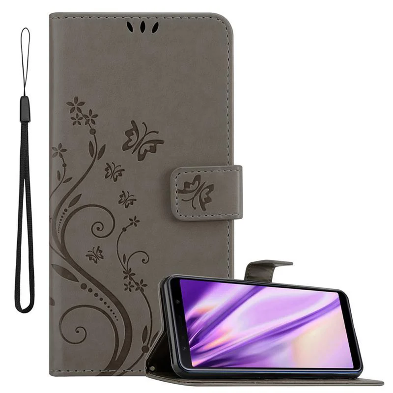 Cadorabo Hülle kompatibel mit Samsung Galaxy A7 2018 Schutzhülle im Blumen Design mit Magnetverschluss, Standfunktion und Kartenfächern