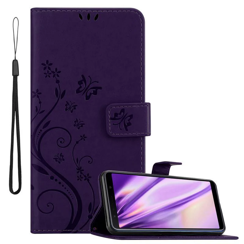 Cadorabo Hülle kompatibel mit Samsung Galaxy A7 2018 Schutzhülle im Blumen Design mit Magnetverschluss, Standfunktion und Kartenfächern