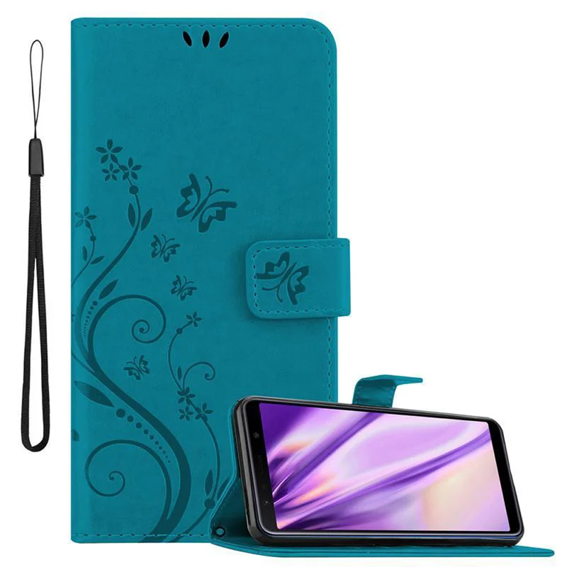 Cadorabo Hülle kompatibel mit Samsung Galaxy A7 2018 Schutzhülle im Blumen Design mit Magnetverschluss, Standfunktion und Kartenfächern