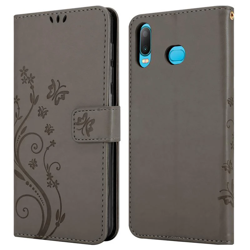 Cadorabo Hülle kompatibel mit Samsung Galaxy A6s Schutzhülle im Blumen Design mit Magnetverschluss, Standfunktion und Kartenfächern