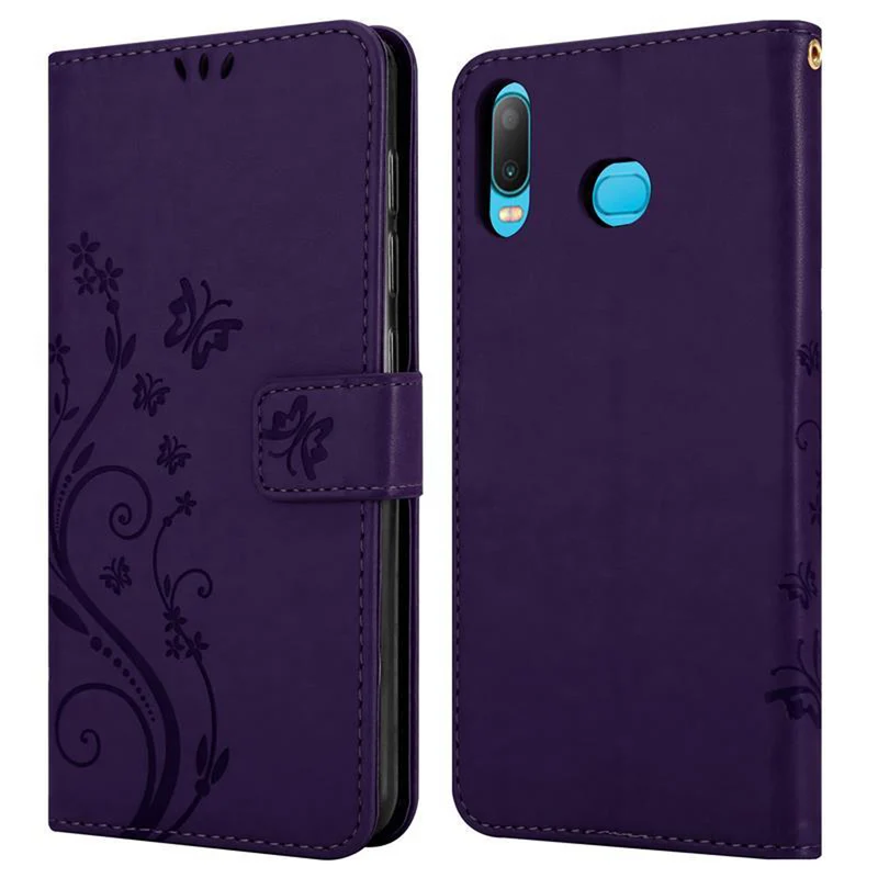 Cadorabo Hülle kompatibel mit Samsung Galaxy A6s Schutzhülle im Blumen Design mit Magnetverschluss, Standfunktion und Kartenfächern