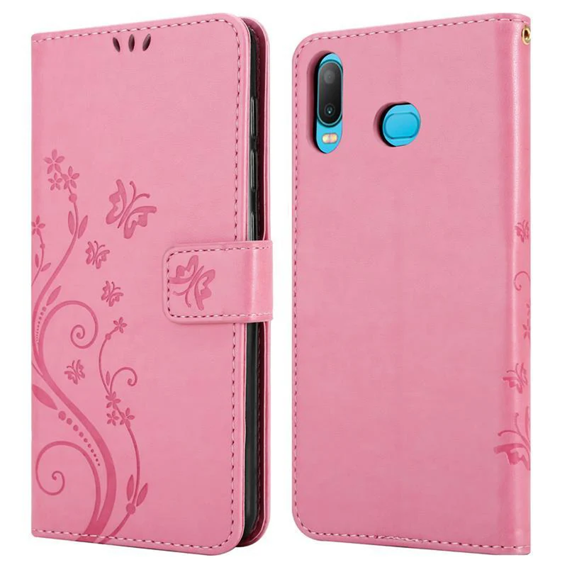 Cadorabo Hülle kompatibel mit Samsung Galaxy A6s Schutzhülle im Blumen Design mit Magnetverschluss, Standfunktion und Kartenfächern