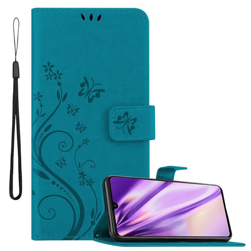 Cadorabo Hülle kompatibel mit Samsung Galaxy A41 Schutzhülle im Blumen Design mit Magnetverschluss, Standfunktion und Kartenfächern
