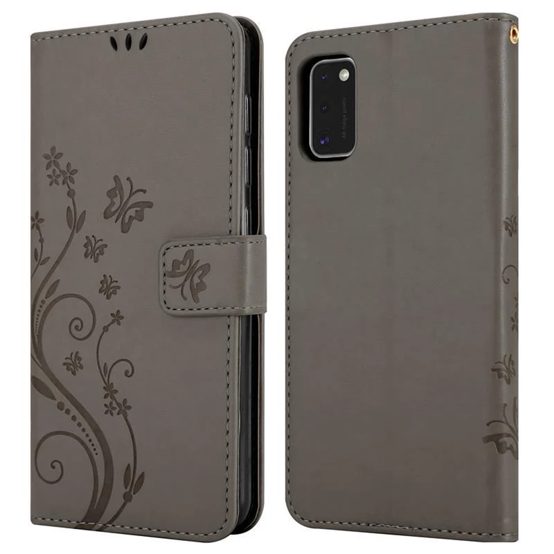 Cadorabo Hülle kompatibel mit Samsung Galaxy A41 Schutzhülle im Blumen Design mit Magnetverschluss, Standfunktion und Kartenfächern