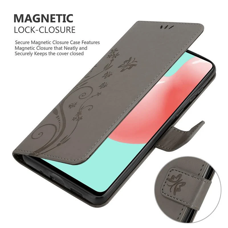 Cadorabo Hülle kompatibel mit Samsung Galaxy A41 Schutzhülle im Blumen Design mit Magnetverschluss, Standfunktion und Kartenfächern