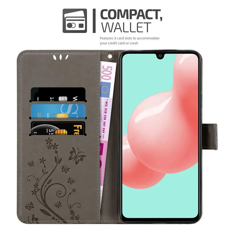 Cadorabo Hülle kompatibel mit Samsung Galaxy A41 Schutzhülle im Blumen Design mit Magnetverschluss, Standfunktion und Kartenfächern