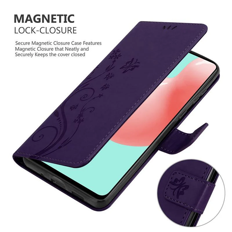 Cadorabo Hülle kompatibel mit Samsung Galaxy A41 Schutzhülle im Blumen Design mit Magnetverschluss, Standfunktion und Kartenfächern
