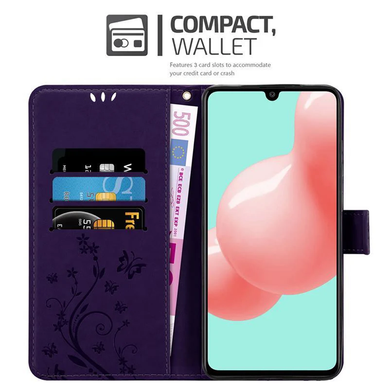 Cadorabo Hülle kompatibel mit Samsung Galaxy A41 Schutzhülle im Blumen Design mit Magnetverschluss, Standfunktion und Kartenfächern
