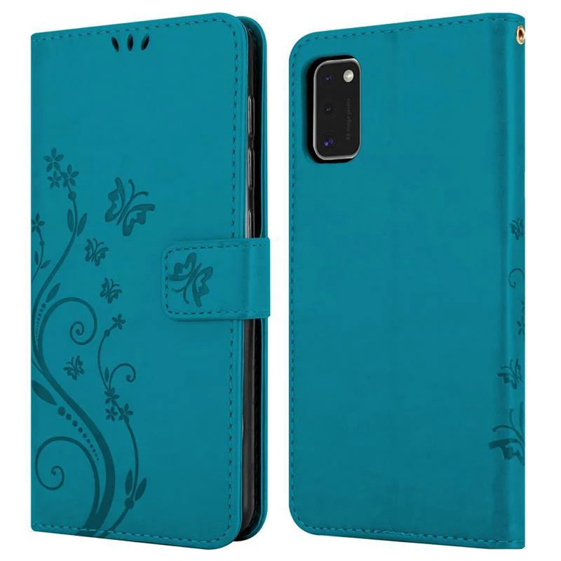 Cadorabo Hülle kompatibel mit Samsung Galaxy A41 Schutzhülle im Blumen Design mit Magnetverschluss, Standfunktion und Kartenfächern