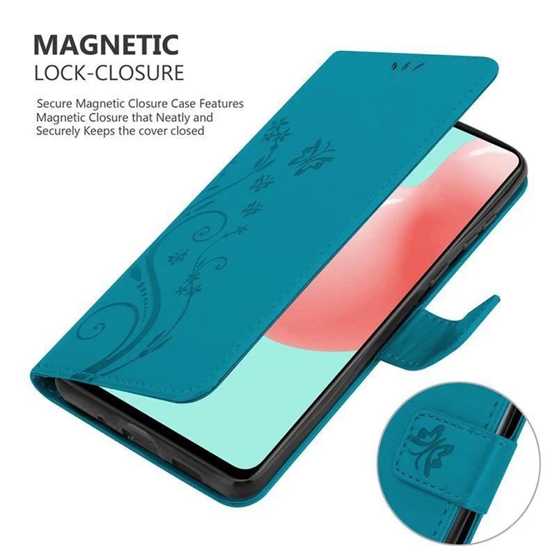 Cadorabo Hülle kompatibel mit Samsung Galaxy A41 Schutzhülle im Blumen Design mit Magnetverschluss, Standfunktion und Kartenfächern