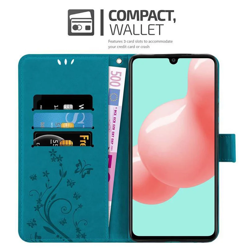 Cadorabo Hülle kompatibel mit Samsung Galaxy A41 Schutzhülle im Blumen Design mit Magnetverschluss, Standfunktion und Kartenfächern